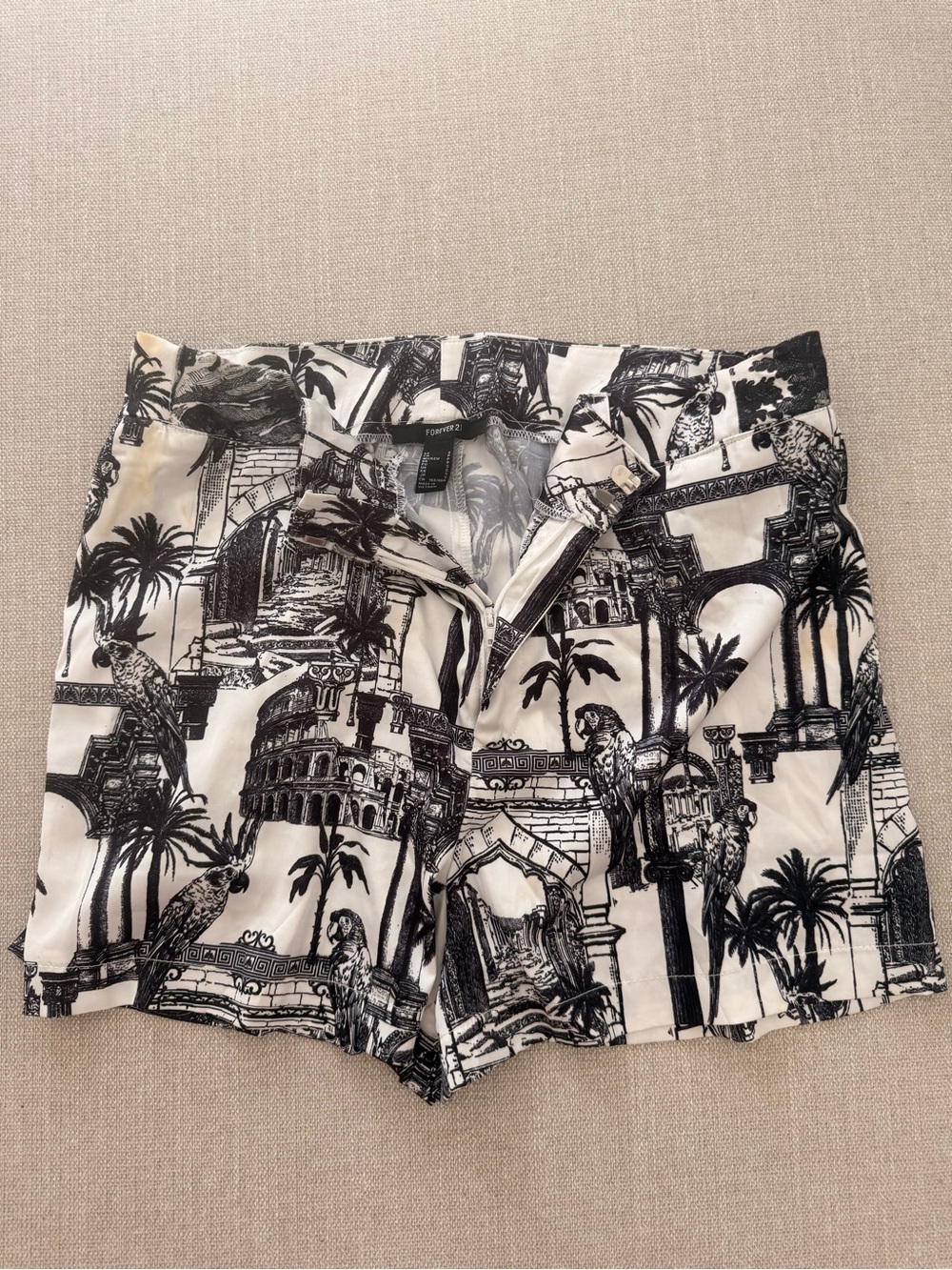 Forever 21 Black and White Architectural Print Shorts